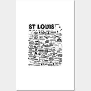 St Louis Map Posters and Art